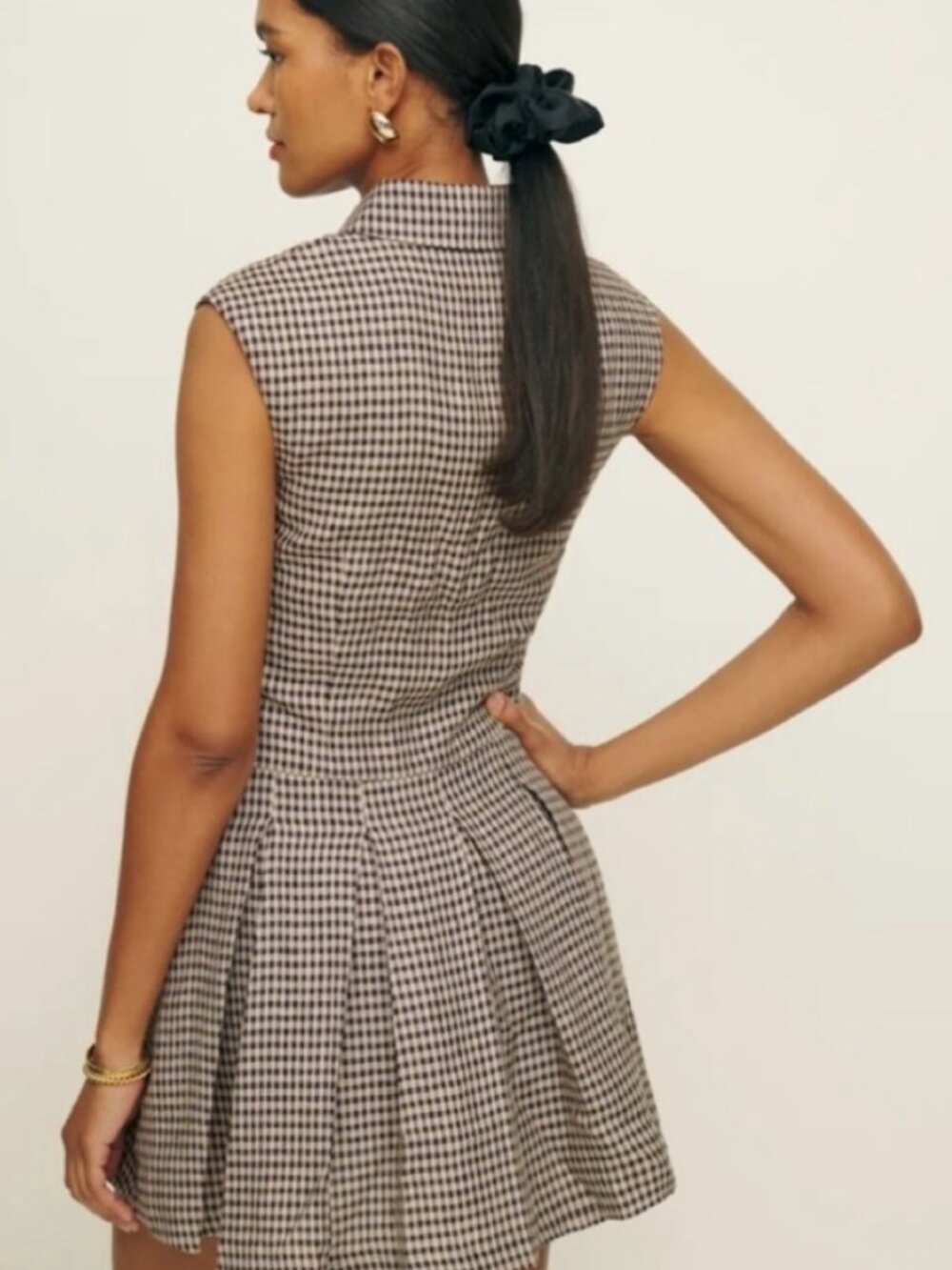 Reformation Arella Linen Dress in Tartine Check - Picture 5 of 9